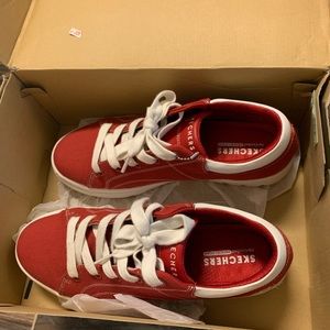 Red Skechers Street Cleat Platforms
